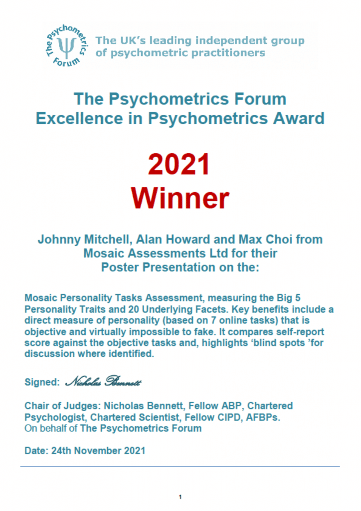 Excellence in Psychometrics Award 2021
